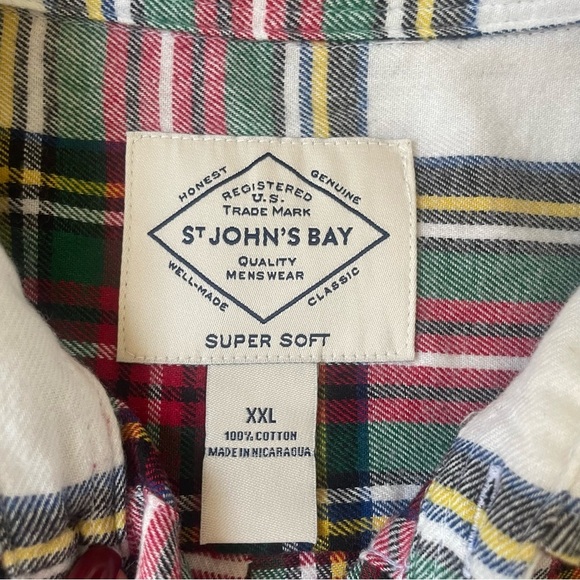 St. John’s Bay red green plaid long sleeve flannel in men’s XXL - Picture 3 of 6